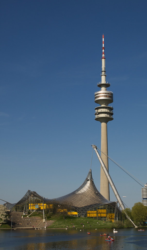 The olympic tower and stadium in the Olympia park in Munich